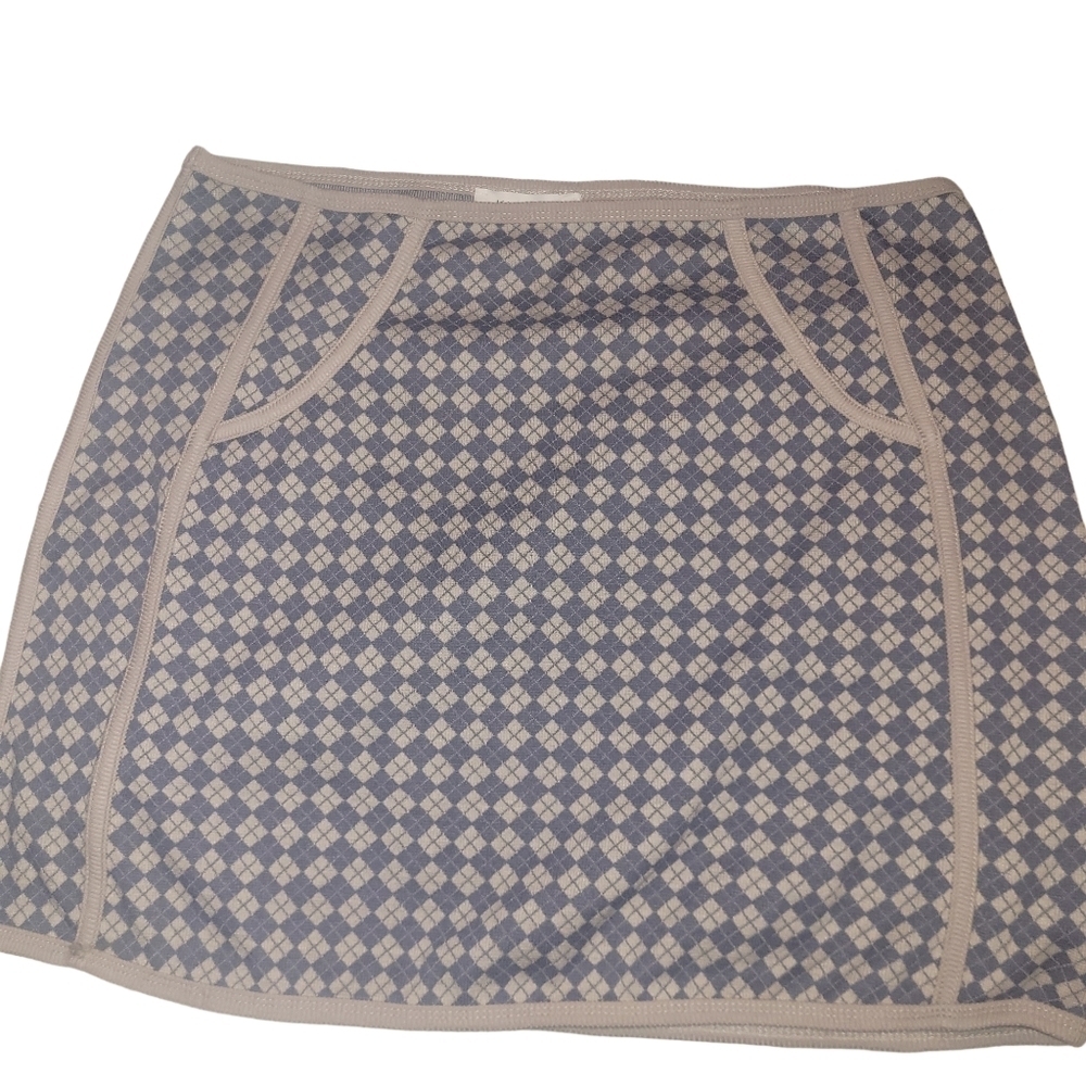 Kirious Blue and Grey Argyle Patterned Mini Skirt Size L